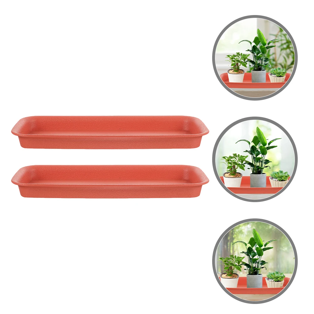 

2pcs Plant Saucer Trays 340x250mm Brick Red Durable Plastic Anti Leak Flower Pot Drainage Tray Gardening Home