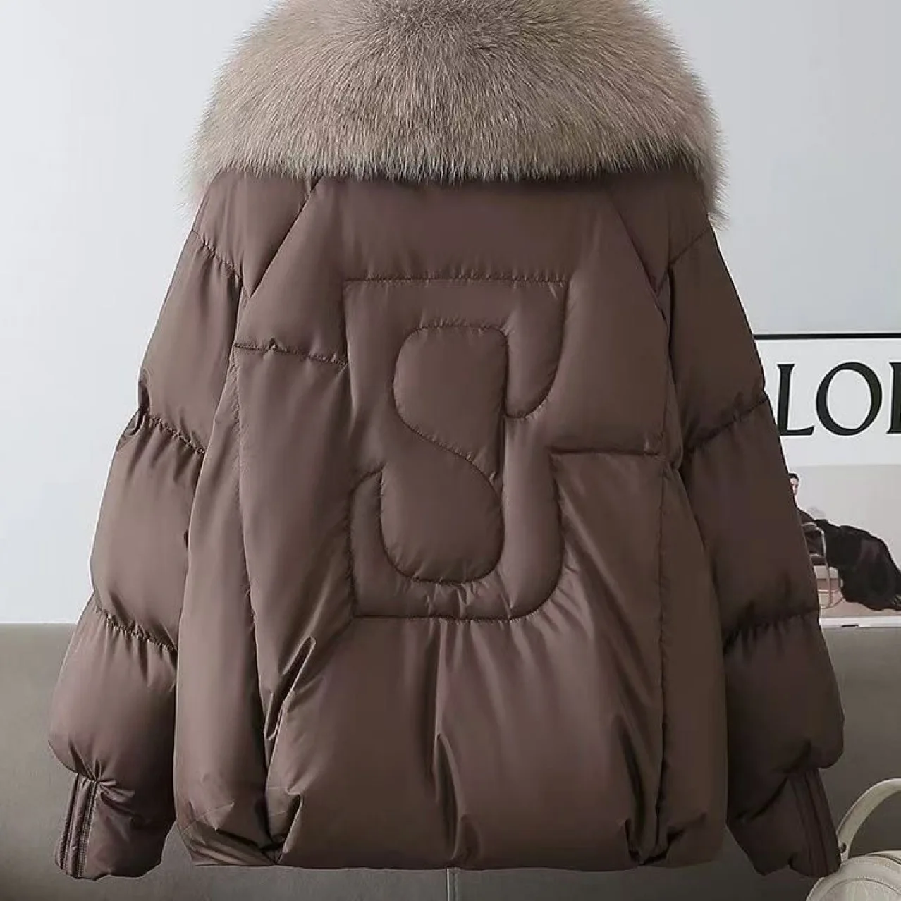 Winter Women's Cotton-Padded Jacket Large Fur Collar Thickened Short Warm Coat down Filled Anti-Fur for Short People - Image 2
