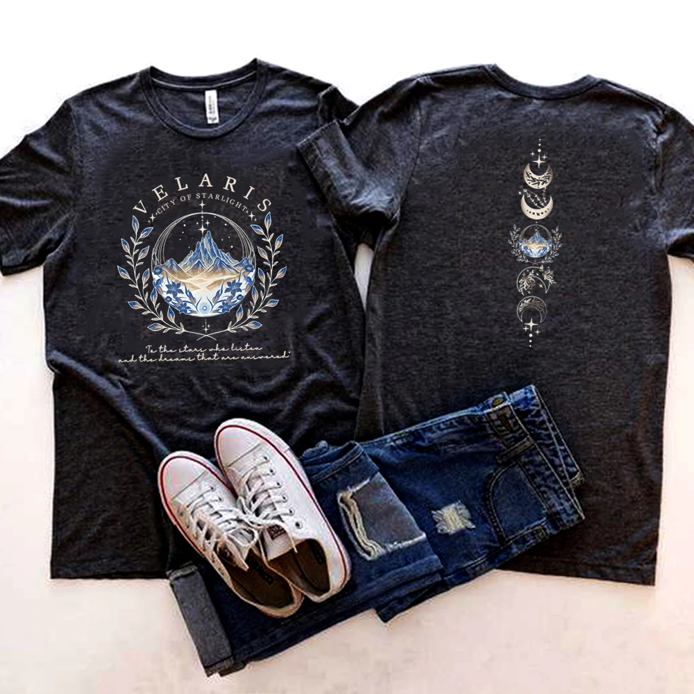 Velaris ACOTAR Shirt Velaris City of Starlight Front and Back Print T-shirt Night Court SJM Merch Bookish Gift Sarah J Mass Tops