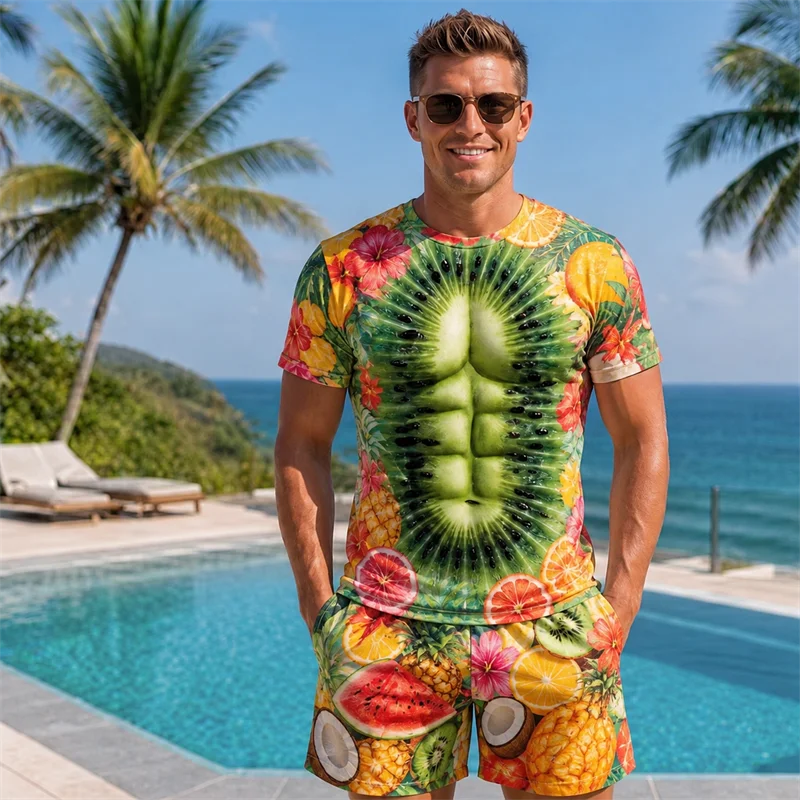 Men Vegetable Graphic T Shirt Funny 3D Print Casual Short Sleeve Summer Holiday Beachwear Street Style Tee Y2k Clothes