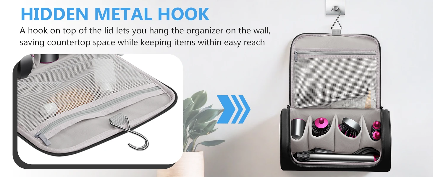 Reise-Aufbewahrungskoffer Organizer Kompatibel mit Dyson Airwrap, Haartrockner, 4 Lockenstäben, 2 Glättbürsten, Volumenbürste – Detail 2
