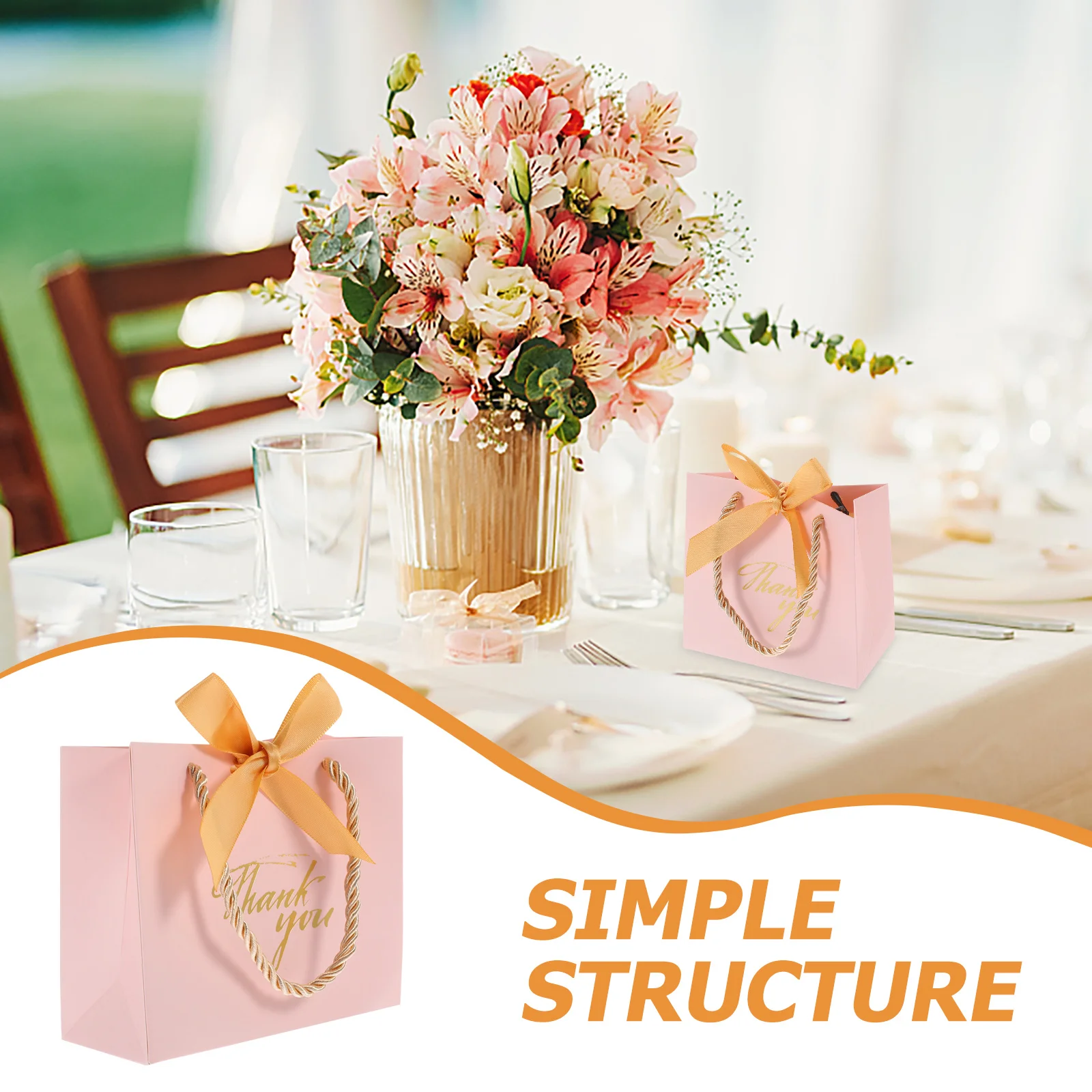 

12Pcs Wedding Party Supplies Stylish Tote Pouches with Ribbon Design Ideal for Sweets Snacks and Small Present Wrapping