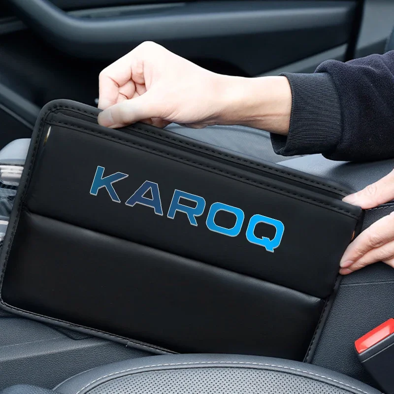 For SKODA KAROQ 2018 2019 2023 Car Seat Gap Crevice Organizer Leather Storage Box Car Accessories