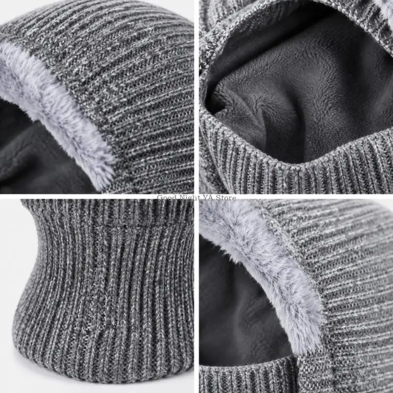  Cold Weather Face Cover Hat with Ribbed Exterior, Lined Interior, and Integrated Neck Coverage for Outdoor Activity