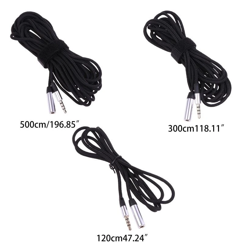 Przedłużacz słuchawkowy 120cm/300cm/500cm, kabel 3.5mm męski na żeński, kabel AUX audio stereo, przedłużacz do słuchawek i głośników — zdjęcie produktu 2