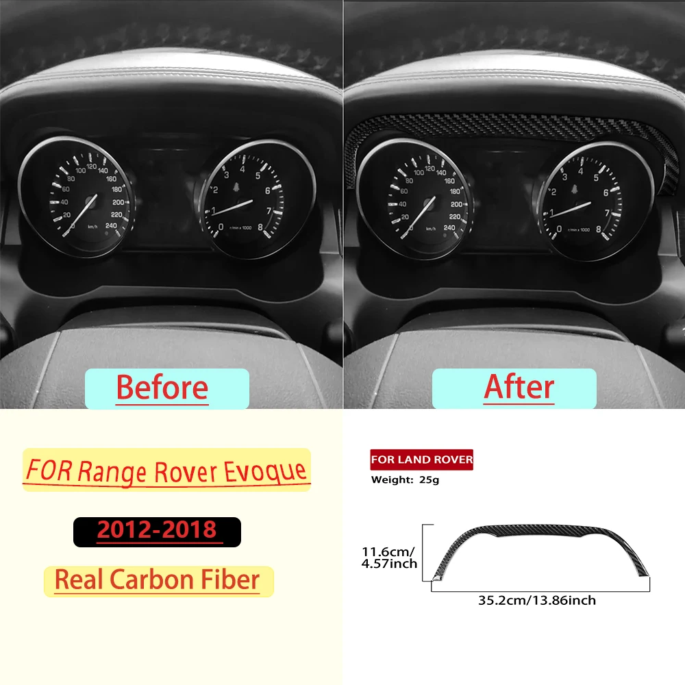 Real Soft Carbon Fiber For Range Rover Evoque 2012-2018 Car Instrument Panel Trim Customizable Car Sticker Interior Accessories