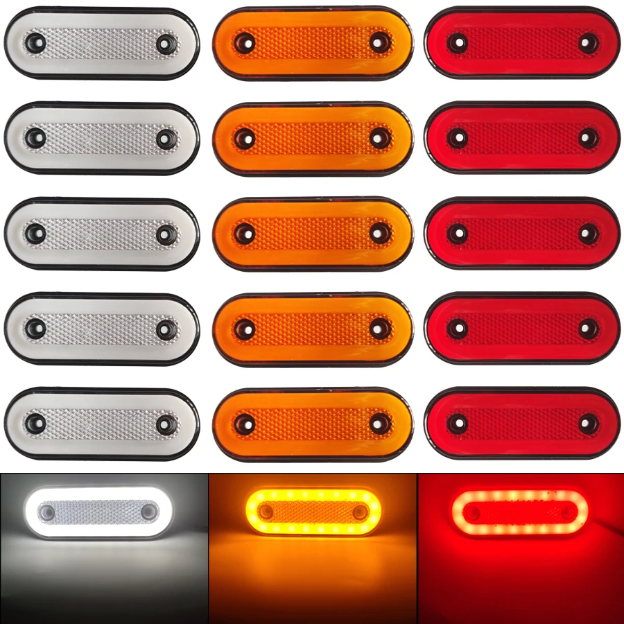 10pcs/5pcs 12V 24V Truck Side Marker Light LED Trailer Lights Reflector Van Clearance Lights For Scania For DAF Truck For Isuzu