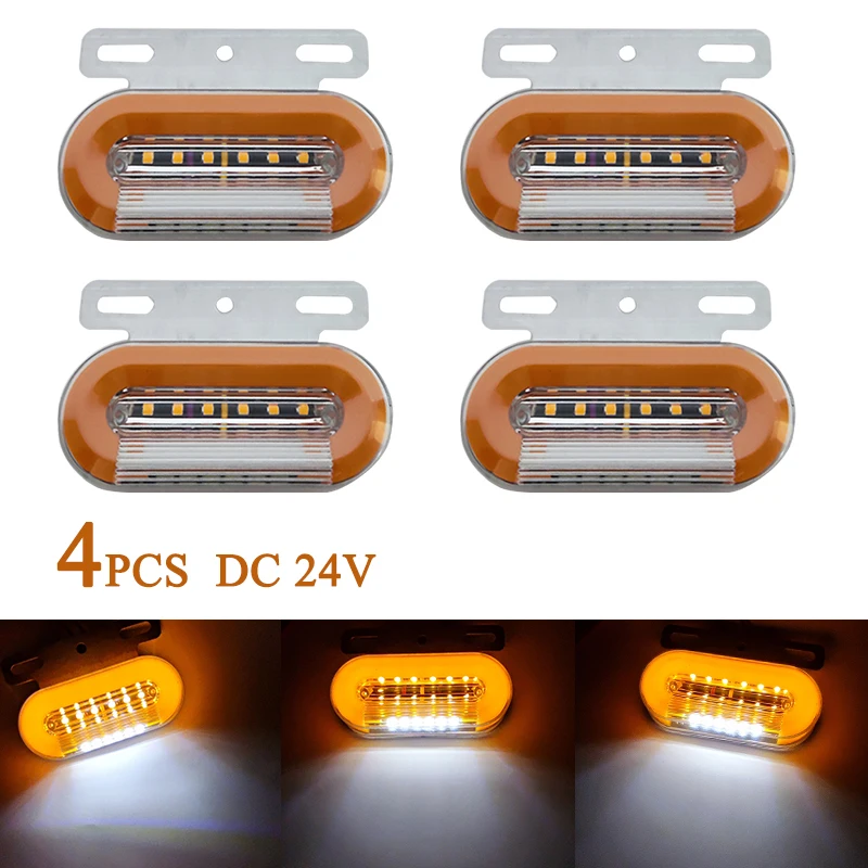 4pcs LED Car 24V Truck Side Marker Lights Car External Lights Warning Tail Light 3 Modes Trailer Lorry Signal Indicator Lamp