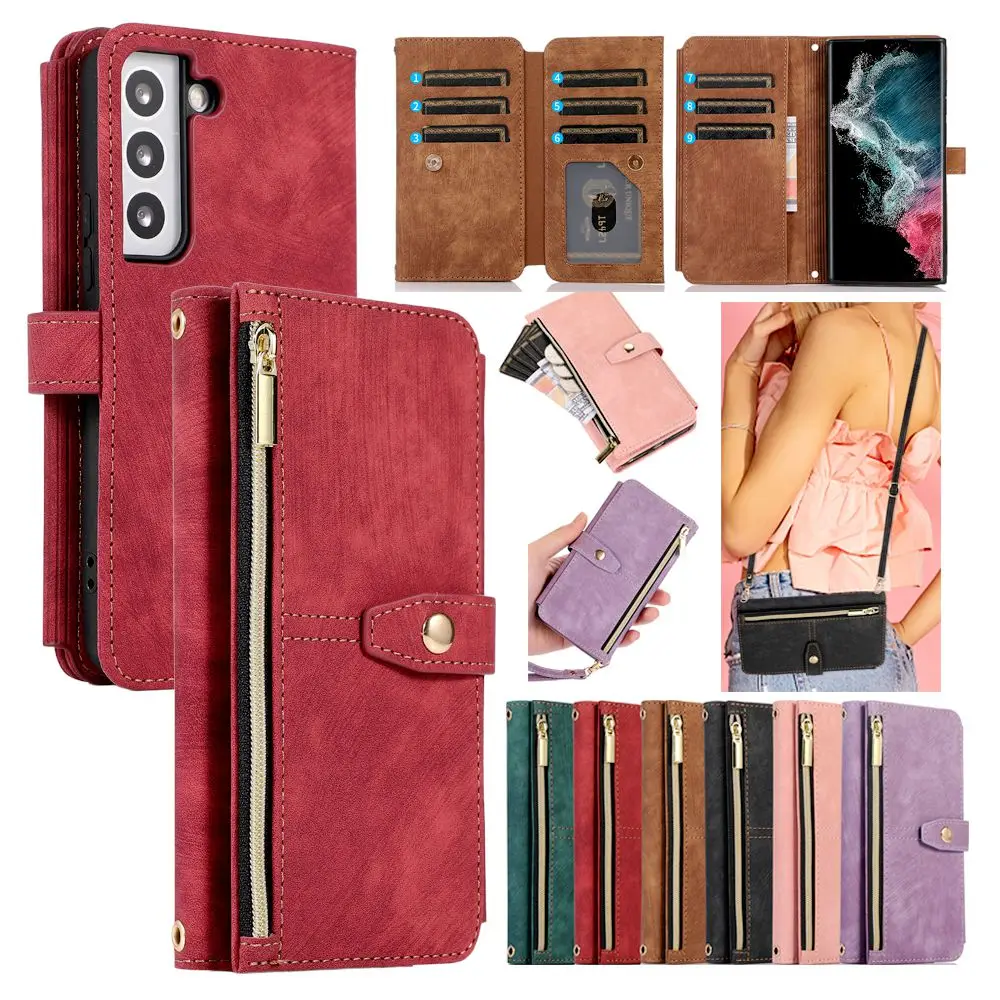 

Crossbody Wallet Case for Samsung Galaxy A12 A13 A14 A15 A16 A06 A32 A33 A34 A35 A70 A71 A72 A05 A05S A26 Phone Cover Lanyard