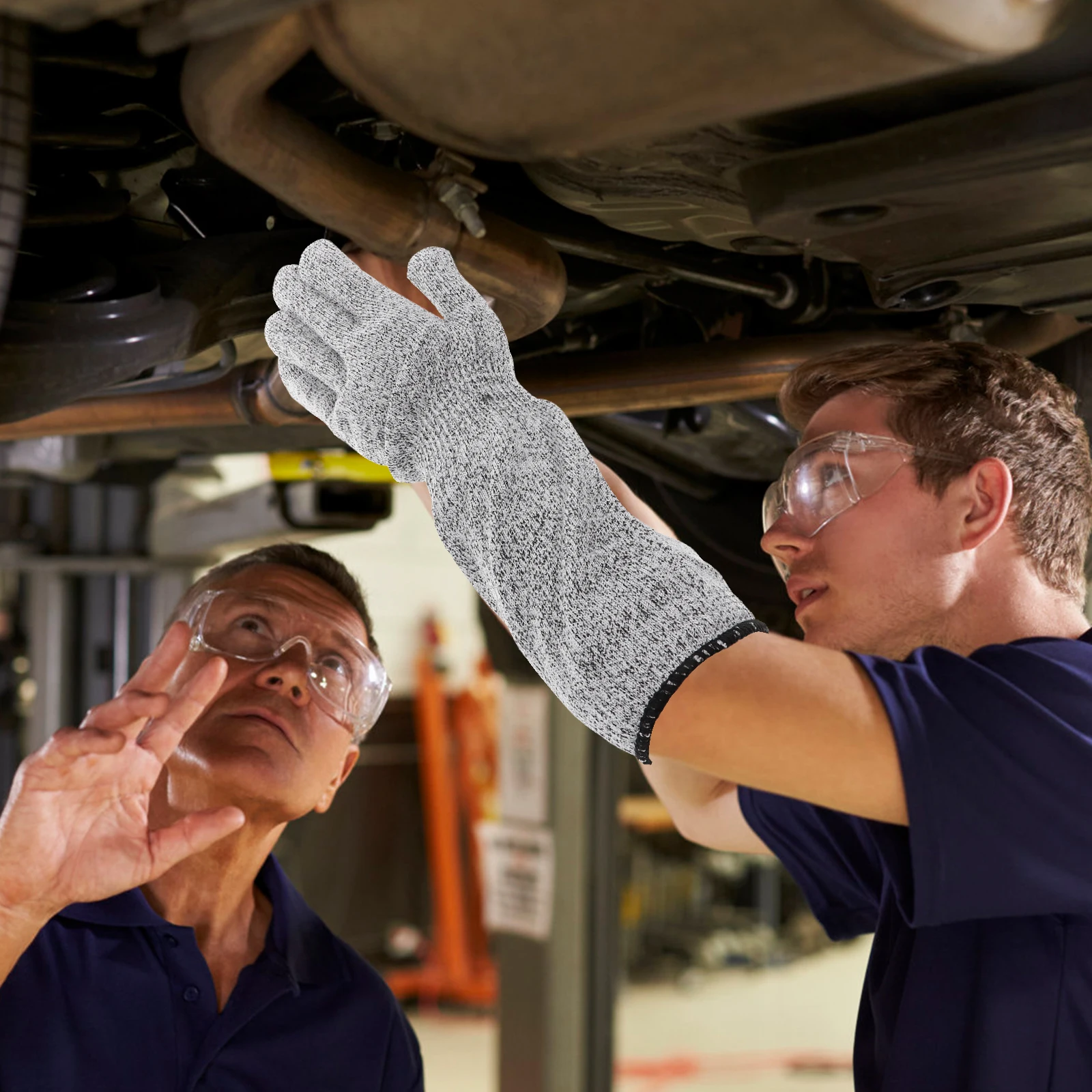 زوج واحد من قفازات مقاومة للقطع بأكمام طويلة ومتينة لحماية الذراع قابلة للتنفس للمطبخ والعمل الآمن للبستنة الصناعية #6