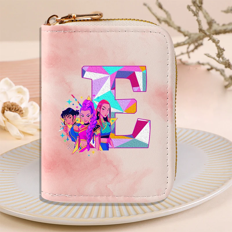 Move K-Pop Demon Hunters Tie Dye Portafoglio stampato Ragazze Lettera AZ Carta con cerniera Borse portaoggetti per soldi Moda Cartoon Donna Regali rosa