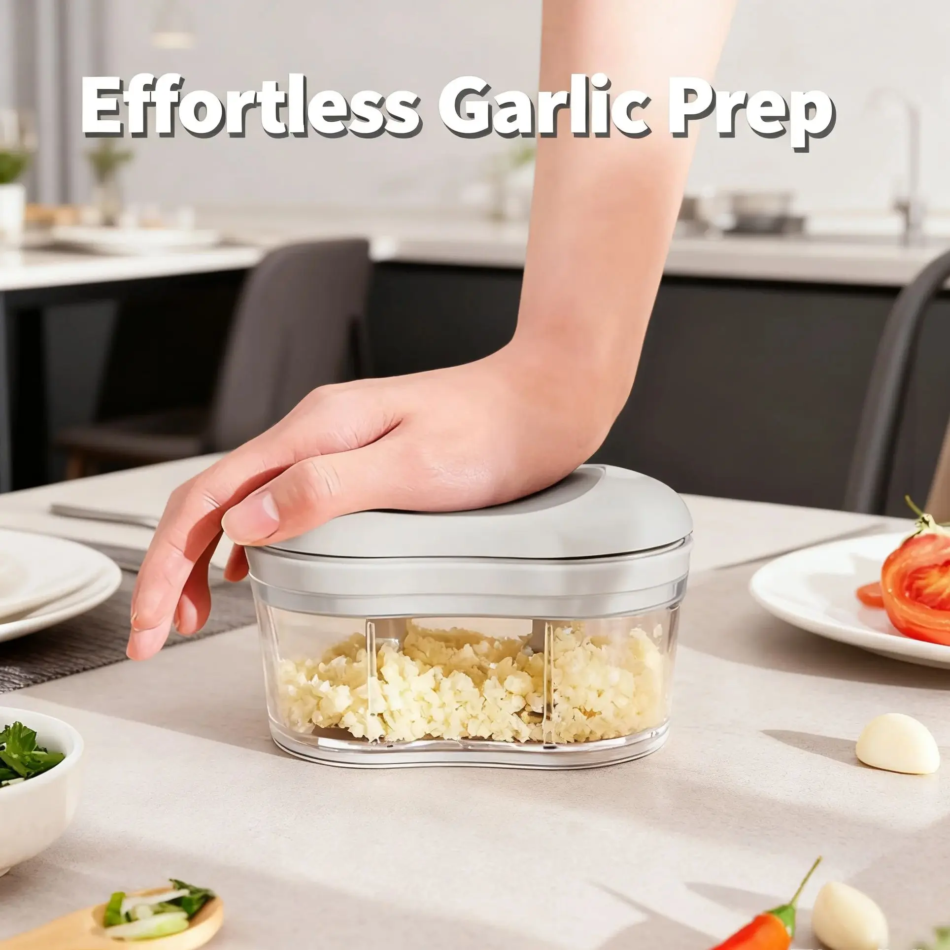 

Manual Garlic Masher Chopper Hand Push Design Labor-Saving Kitchen Tool Onion Cutter Small Meat Grinder for Restaurants