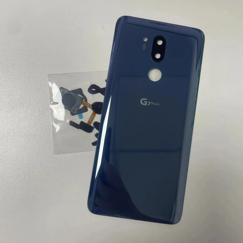 

Glass back battery cover door panel housing case with camera lens fingerprint button replacement for LG G7 ThinQ g710em