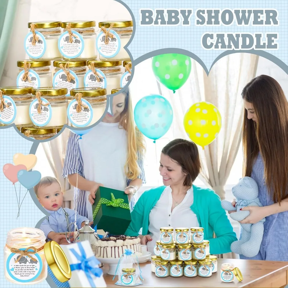 هدايا شموع استحمام الطفل - 40 عبوة من الجرار الزجاجية المعطرة باللافندر لاستحمام الأطفال الريفي وحفلات الكشف عن الجنس وأعياد الميلاد #5