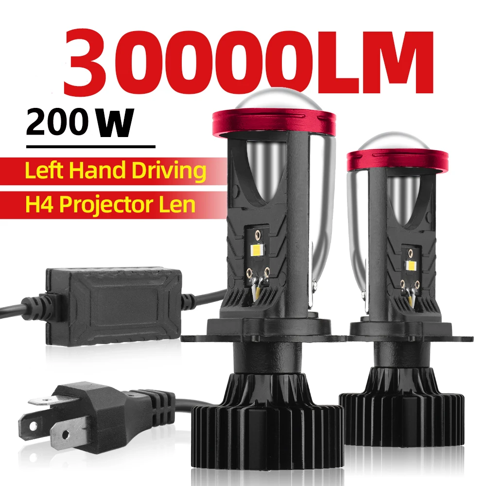 

200W 30000LM H4 Canbus Projector Lens Car Headlight Mini Lens LED Projector Bulb 6000K Auto Motorcycle Mini Lens CSP Cooling Fan