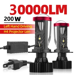 200W 30000LM H4 Canbus Projector Lens Car Headlight Mini Lens LED Projector Bulb 6000K Auto Motorcycle Mini Lens CSP Cooling Fan