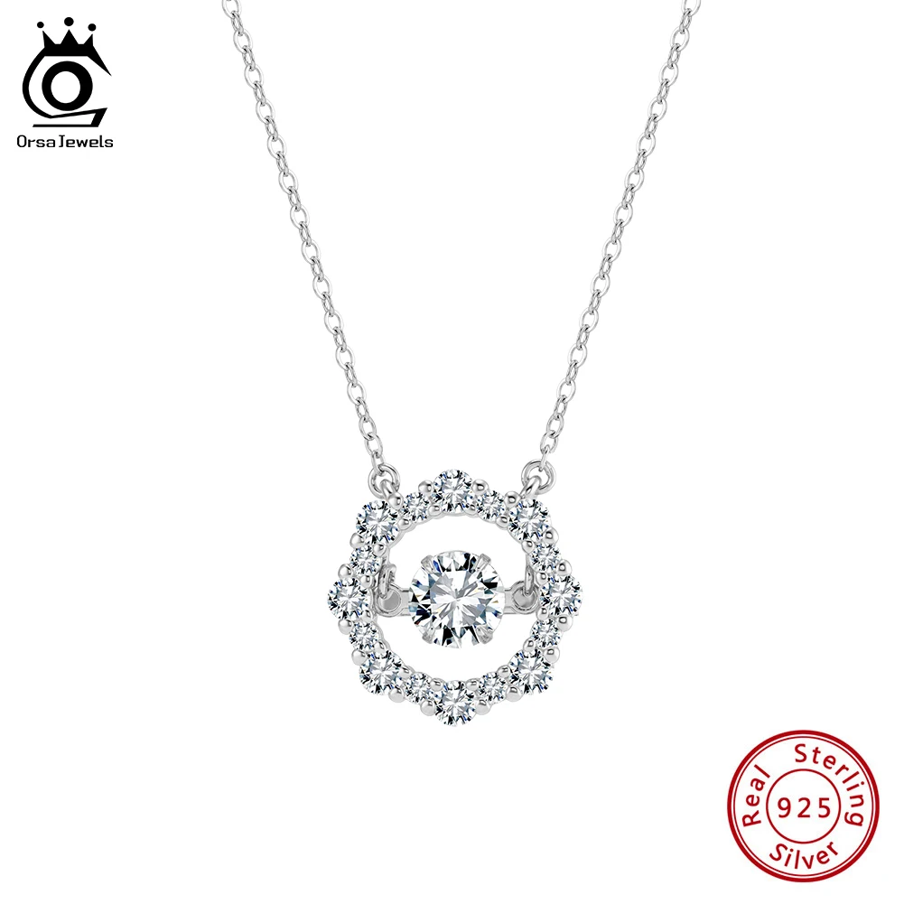 

ORSA JEWELS Exquisite 925 Sterling Silver D Color VVS Moissanite Pendant Necklace for Women Elegant Wedding Fine Jewelry MON19