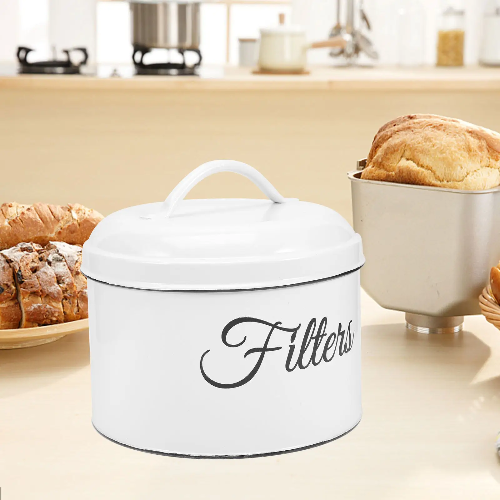 

Metal Coffee Bean Storage Jar Sealed Food Container Kitchen Canister for Grain Snacks Candy Dry Fruits Multifunctional Storage