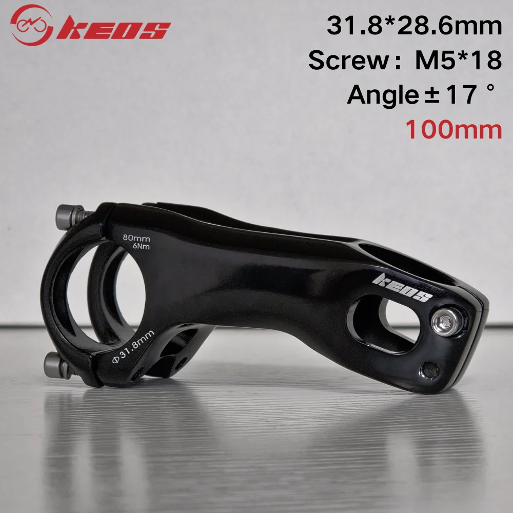 KEOS MTB Bike Handlebar Stem -17°/17° 31.8mm CNC Aluminum Alloy 80/90/100mm Ultra-Lightweight for Mountain Bicycle (Adjustable)