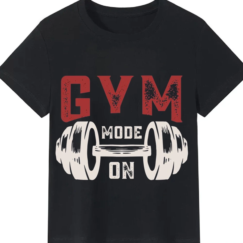 Gym Mode on Barbell Graphic T-Shirt, 