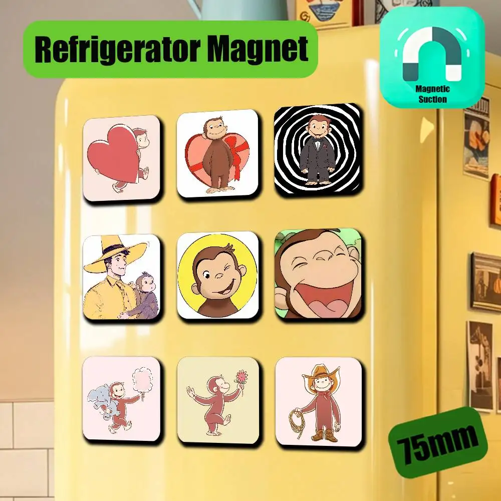 For Monkey Curious George Refrigerator Magnets Metal Icebox Cabinet Custom Fridge Magnetic Card Cover