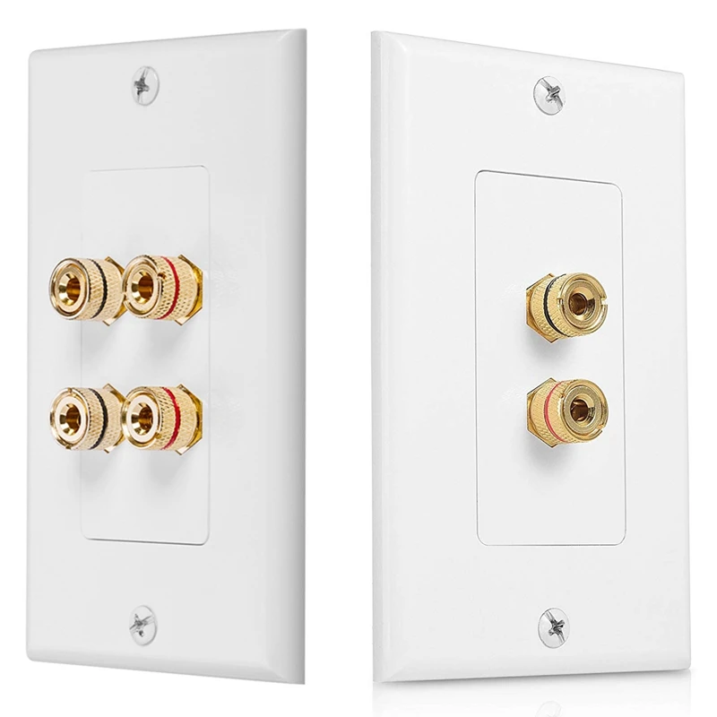 2 Pcs Speaker Wall Plate Home Theater Wall Plate Audio Panel, 4 Posts & 2 Posts