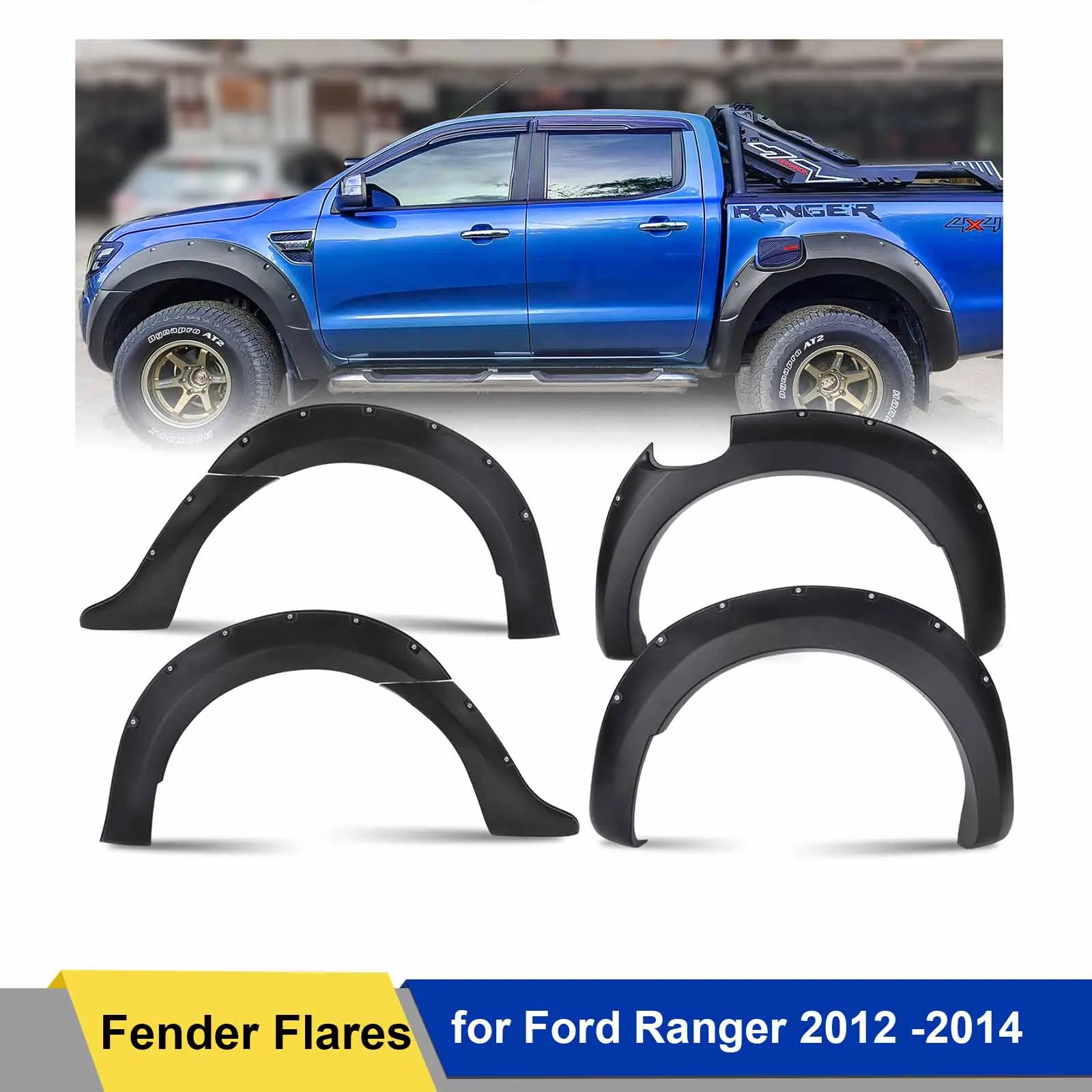 Mudguard Wheel Arch With Nuts Fender Flares For Ford Ranger 2012 2013 2014  Double Cabin 6pcs/set Wheel Arches Protector