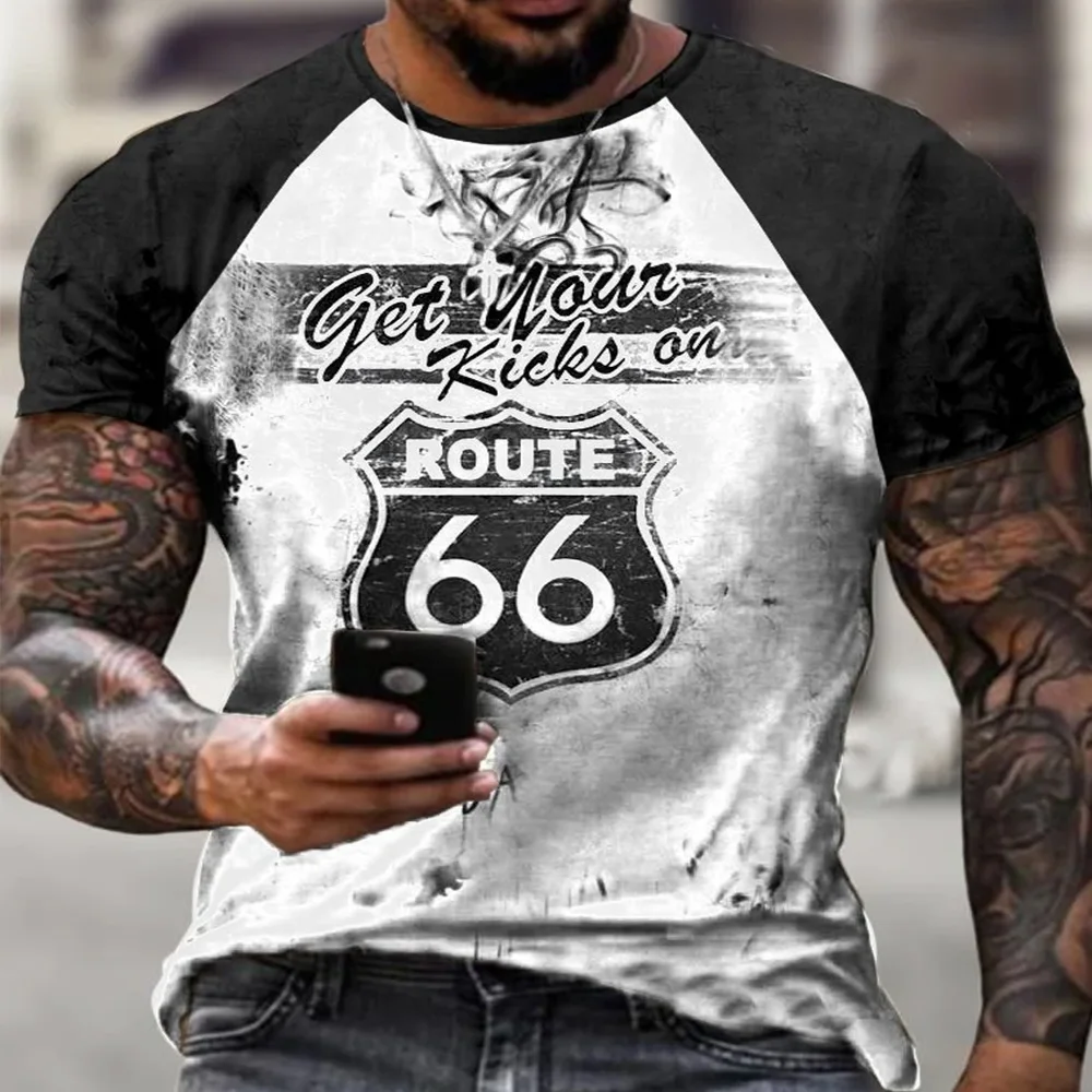 BHRIHRTY-Camisa de manga curta masculina, camisa solta em gola redonda, padrão 3D, roupa casual e confortável, verão, 66