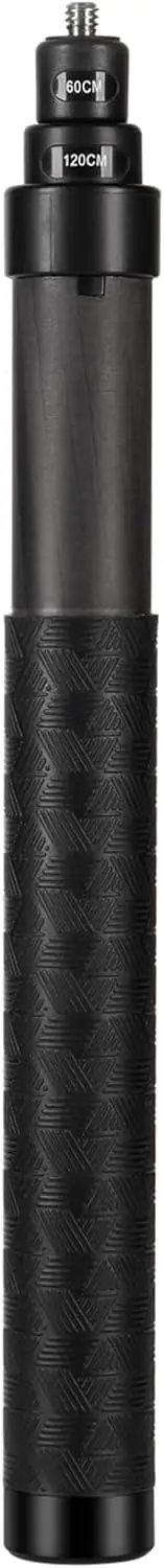 

26cm to 1.2m Invisible Carbon Fiber Selfie Stick for Insta360 X5 X4 X3 X2 One R RS (Black)