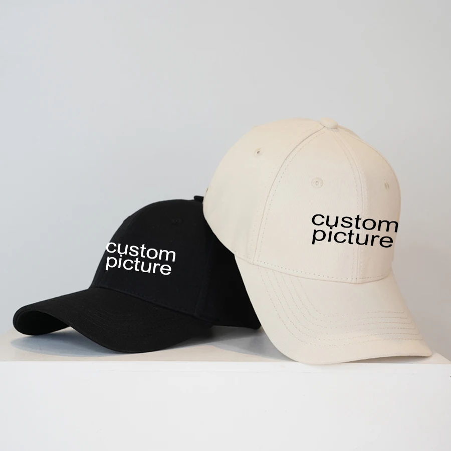 Custome Logo Text Baseball Caps for Women Man Personalized Pattern Printed Hats Casual Hip Hop Cap Black/White/Beige/Navy Blue