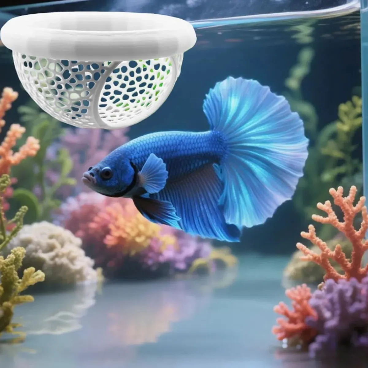 

Betta Fish Floating Feeder & Rest Hammock Aquarium FeedingCup Prevent Food Waste Tank Shelter For Small Fish Aquarium Decoration