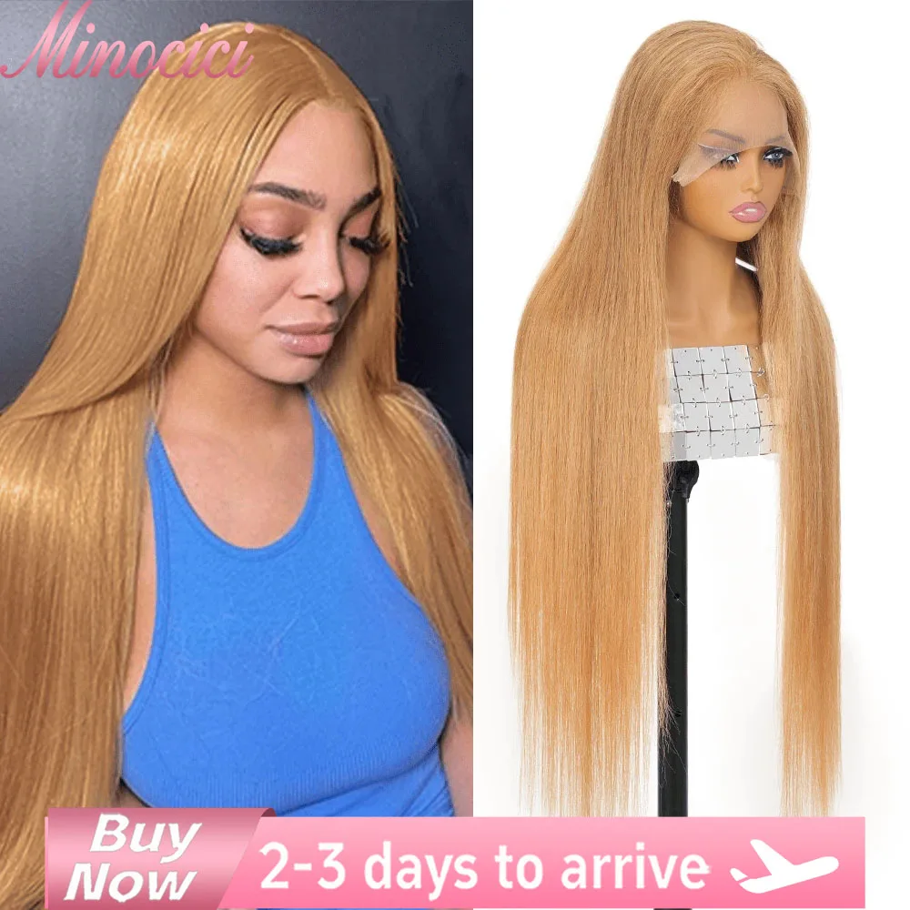 

13x6 Медовый Блондин Прямой Hd Парик Фронта Шнурка Человеческие Волосы 200% Плотность 13x6 Парики Фронта Шнурка Бразильские Предварительно Сорванные Парики Для Женщин