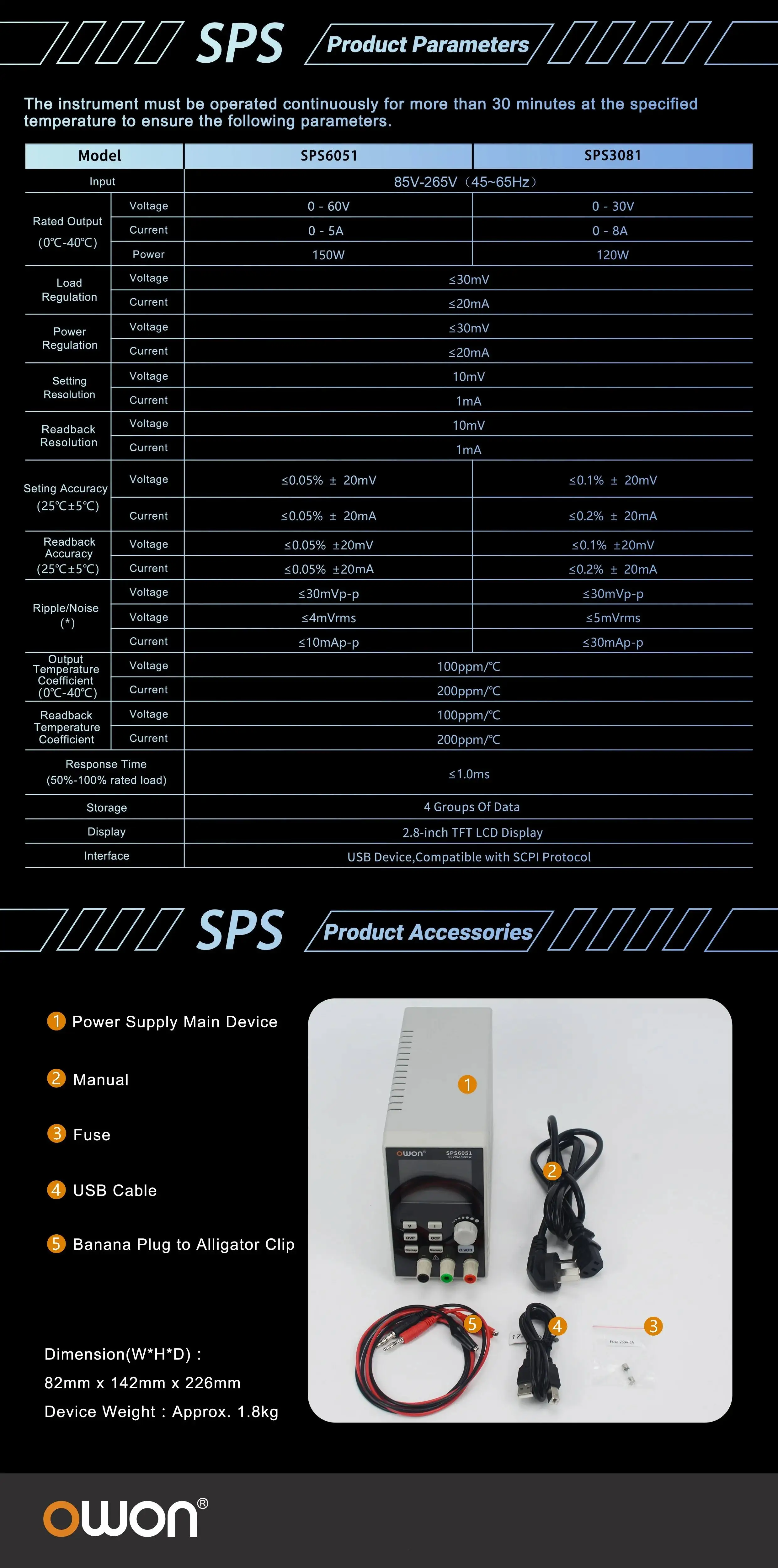 SPS3081 SPS6051 Programmable DC Power Supply With 4 1/2 Digital Meter, Digital S