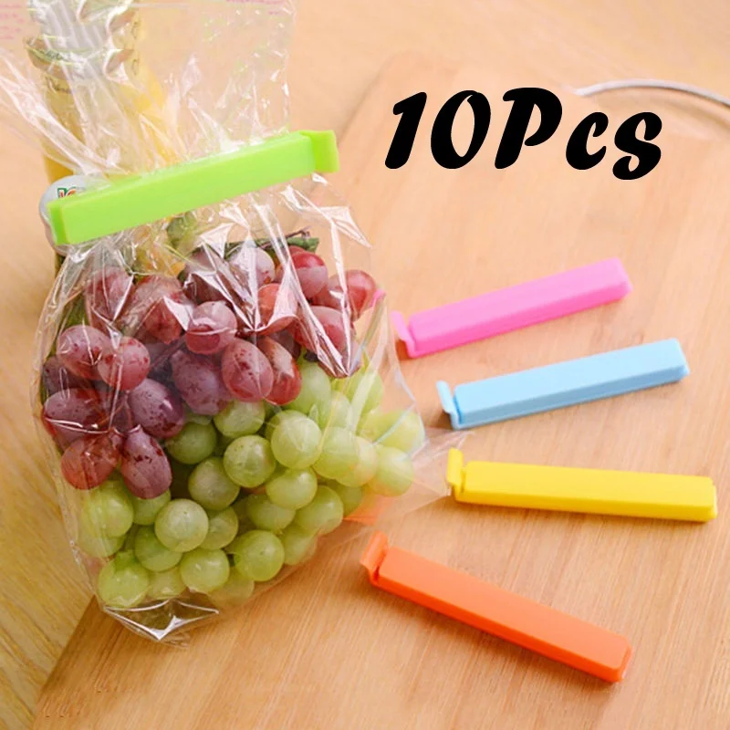 10Pcs Portable Kitchen Storage Food Snack Seal Sealing Bag Clips Plastic Househould Snack Storage Bag Sealer Tool Food Bag Clips