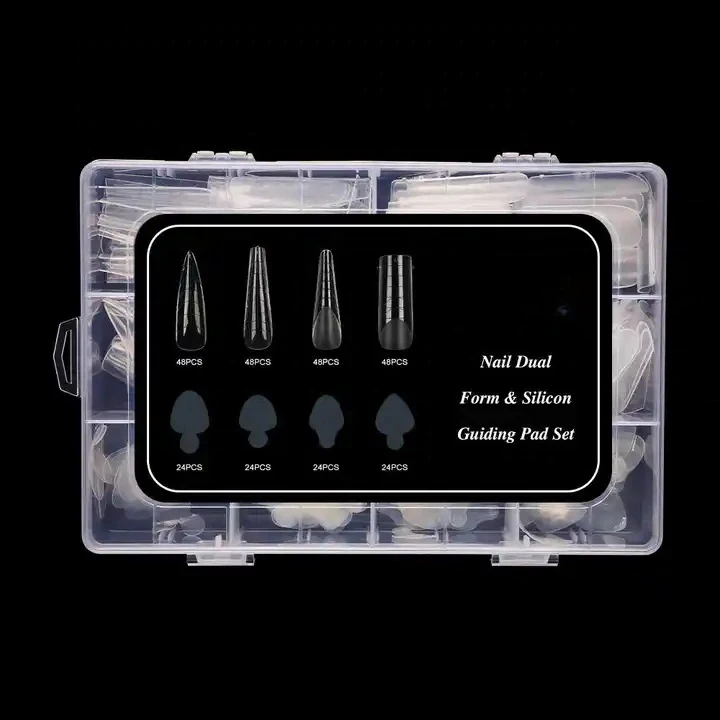 Hot Sale Reusable French Dual Nail Form Set with Silicone Pads