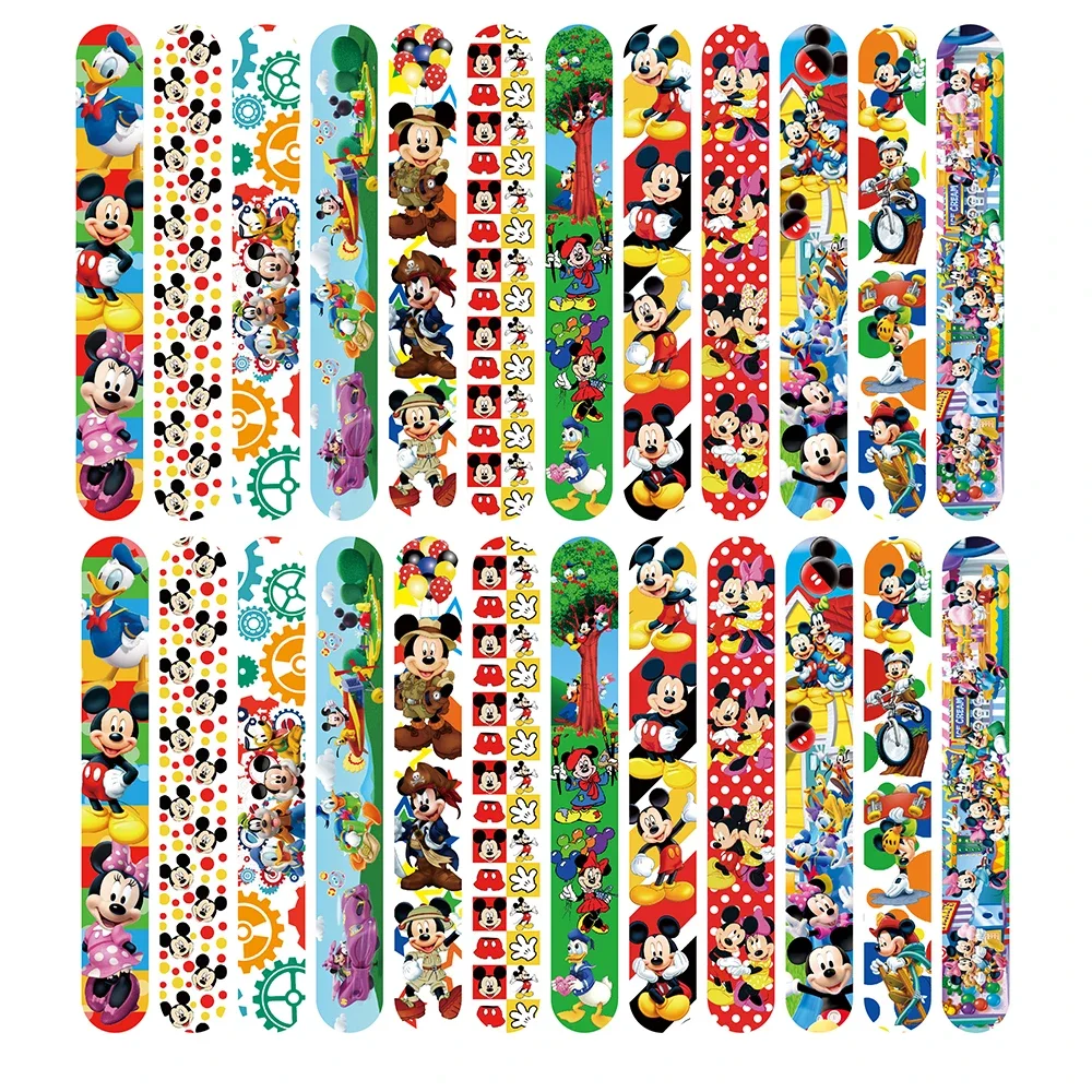 12pcs Disney Mickey Mouse Series Slap Bracelet Pvc Snap Circle Cartoon Pat Circle Bracelet Children Fun Gifts Birthday Gifts view 6