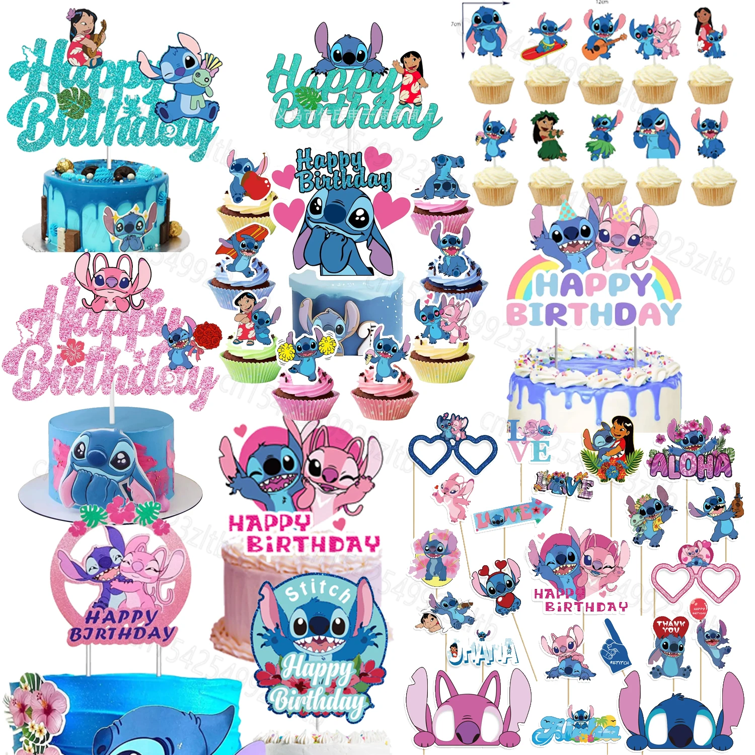 

Disney Stitch Cake Topper Kids Cartoon Lilo&Stitch Happy Birthday Cake Decor Party Supplies for Kids Birthday Party Supplies