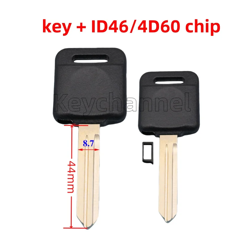 Keychannel-carcasa de llave de coche, transpondedor sin cortar, NSN14, hoja de llave, Chip ID46 4D60 para Nissan Tiida Sentra Juke Altima