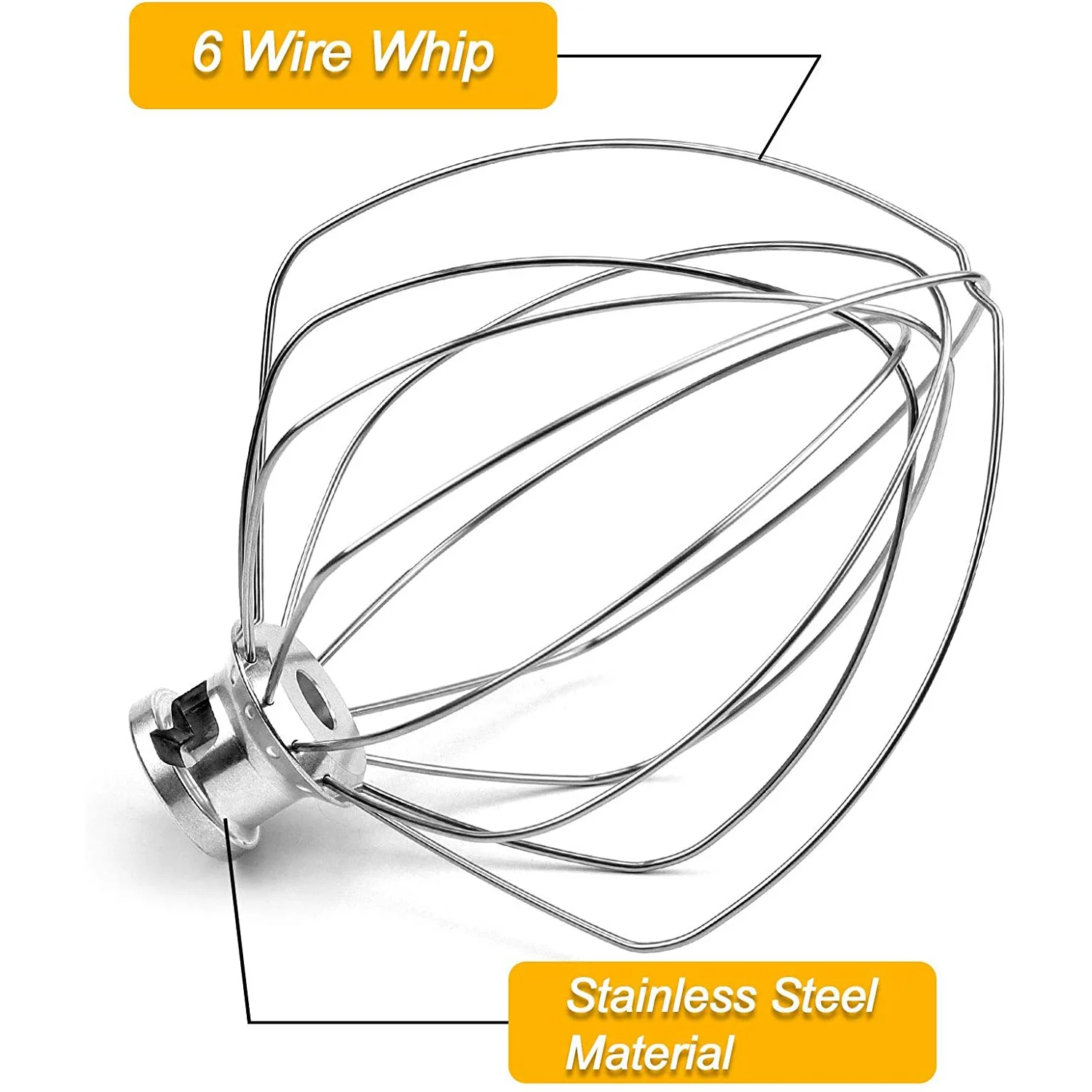 KN256WW 6-Wire Whip Attachment for KitchenAid 5-6 Quart Bowl-Lift Stand Mixer Accessory Replacement, Egg Cream Stirrer