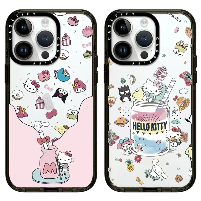 Sanrio Peripheral Hello Kitty Mirror 15Pro Iphone14Promax Apple 13 Cute 12 Anti-Fall Phone Case 11 Transparent Protective Cover