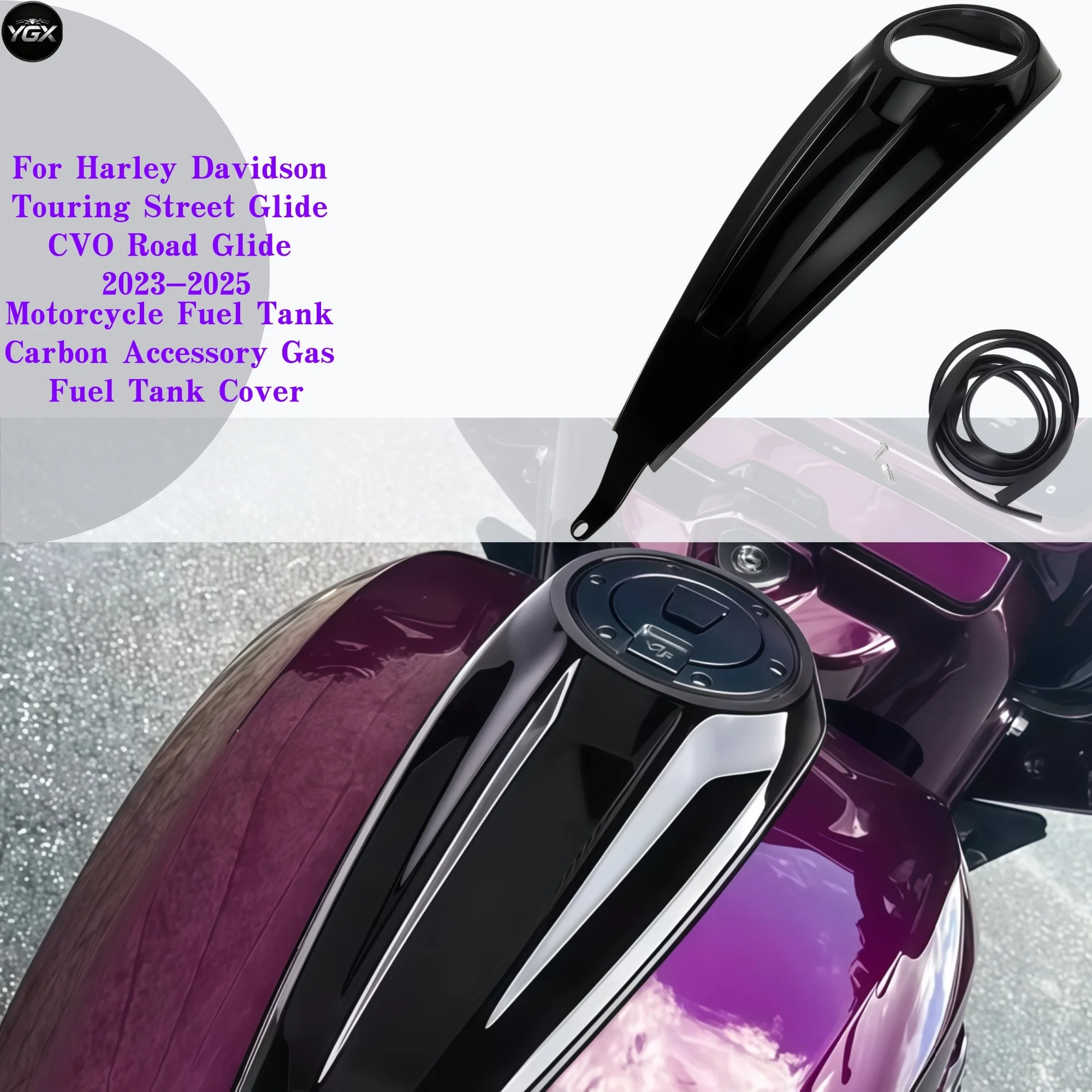 Motorcycle Fuel Tank Carbon Accessory Gas Fuel Tank Cover For Harley Davidson Touring Street Glide CVO Road Glide 2023-2025 view 3