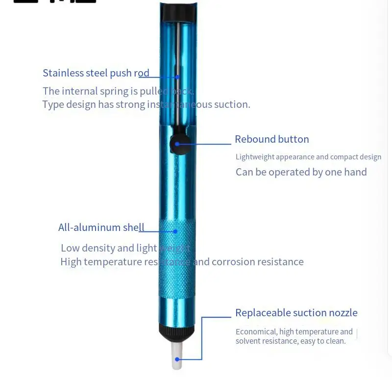 All-aluminum solder suction device is enlarged and lengthened, and the powerful solder suction gun is used to remove tin slag fr