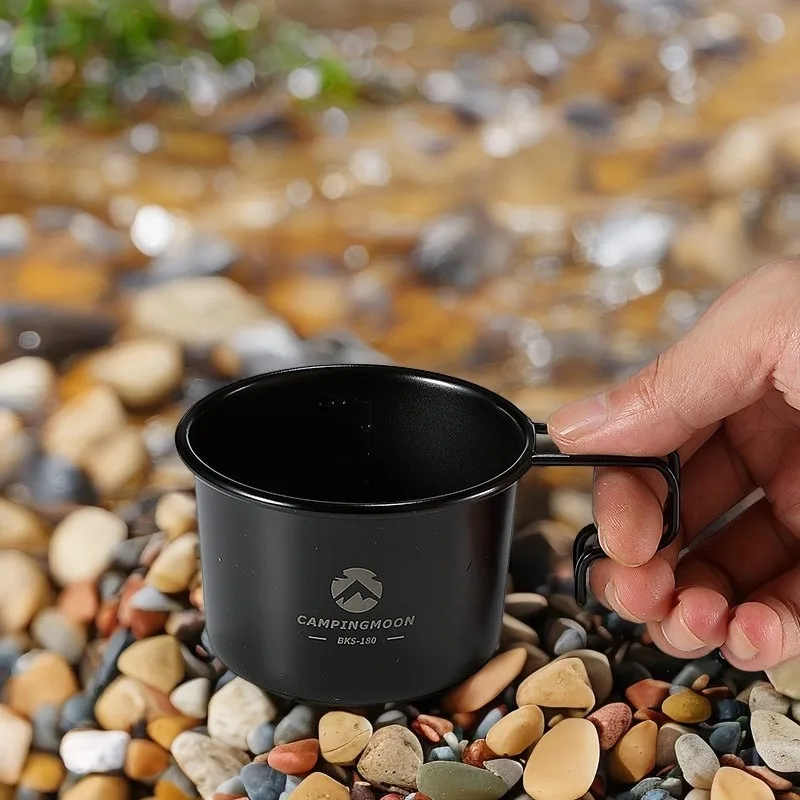

CAMPINGMOON Titanium Alloy Mug BKS-180 outdoor camping coffee cup and tableware with handle suitable for hiking and cooking