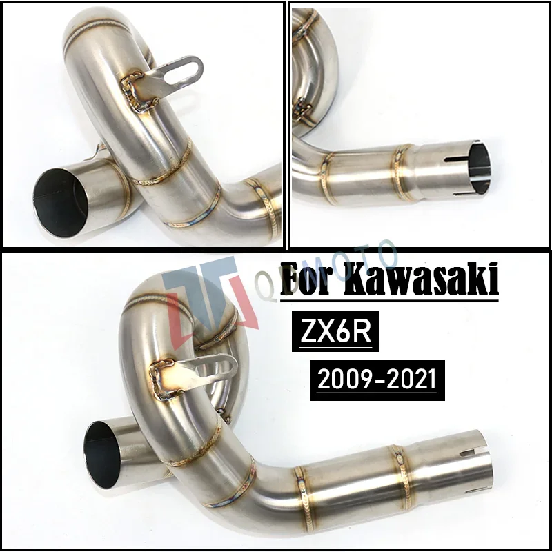 

Средняя секция выхлопной трубы для Kawasaki ZX6R 2009-2021 мотогонки Exaust модифицированная выхлопная труба ZX6R мотоцикла из нержавеющей стали