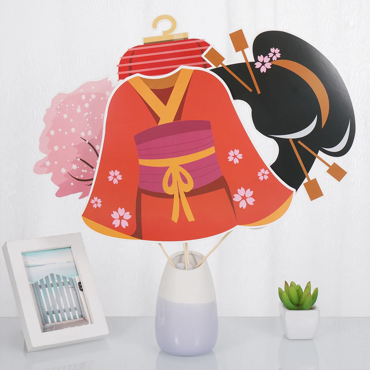 

Tea Party Photo Props Japanese Style DIY Selfie Set Kimono Shop Decoration Theme Supplies Booth Sign Kits Banquet Bride