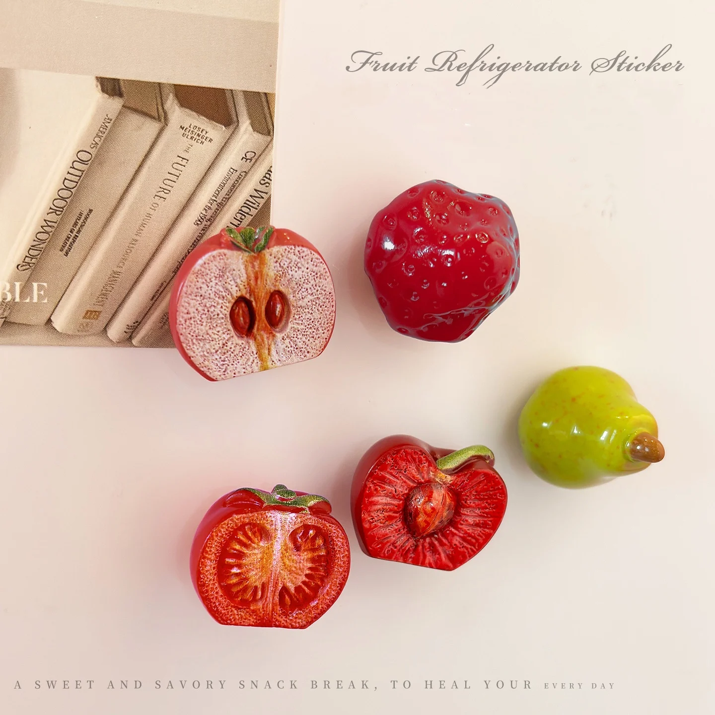 Creative Fruit Refrigerator Magnets 3D Hawthorn Cherry Tomato Home Refrigerator Magnetic Poster Whiteboard Kitchen Decorative