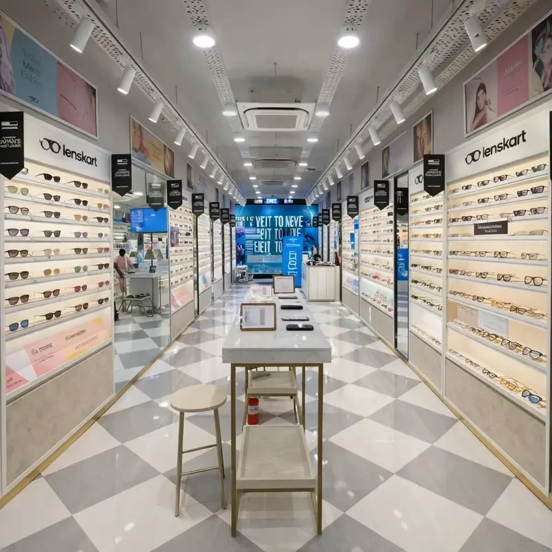 Modern White Optical Display Shelves – Wall Mounted Display Unit, Durable Retail Store Fixture for Eyewear/Glasses