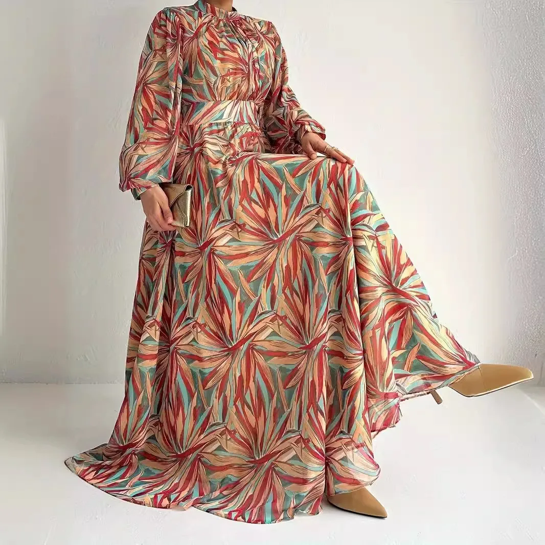 عباية عصرية إسلامية فساتين إسلامية في الشرق الأوسط بياقة واقفة فستان طويل أنيق متواضع للنساء أردية إسلامية عبايات