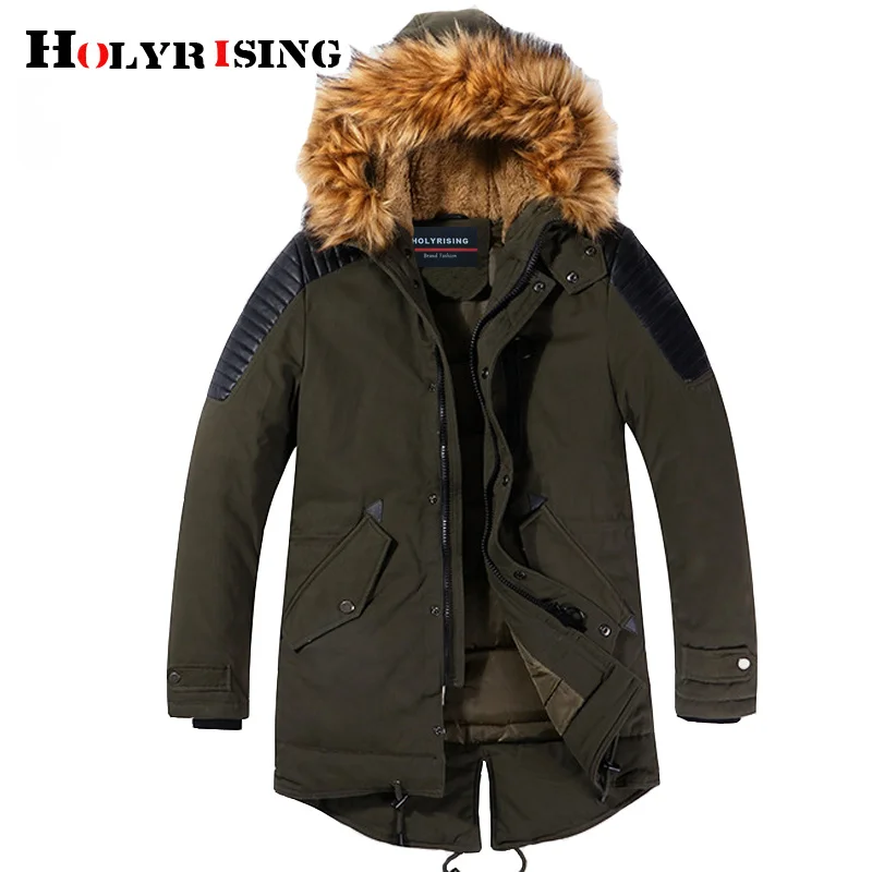 Holyrising men Thick cotton coat long Jacket men's hooded warm jacket Parka Cotton Fashion Overcoat Outerwear 18938-5