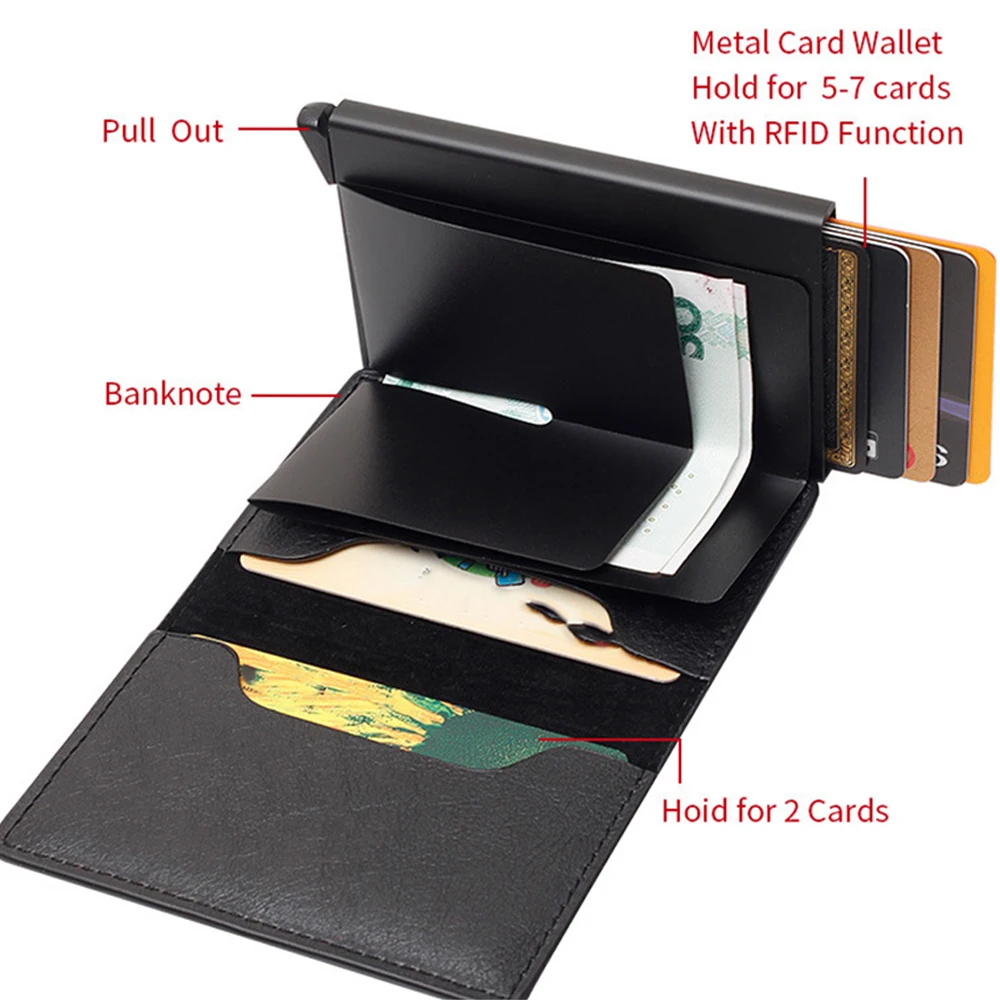 Shield anti-theft swipe ultra-thin credit card aluminum alloy card bag metal men's multi slot wallet-mw